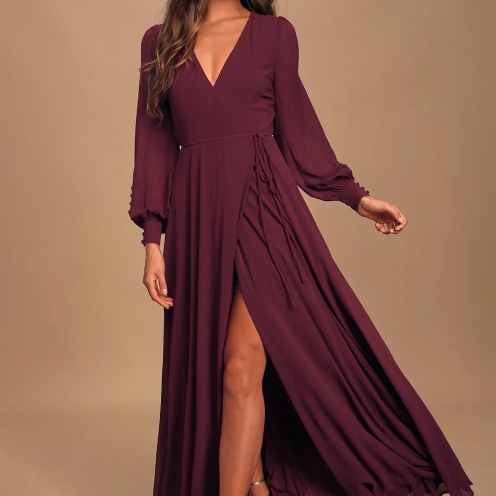 NWT “My Whole Heart” Plum Long Sleeve Wrap Dress